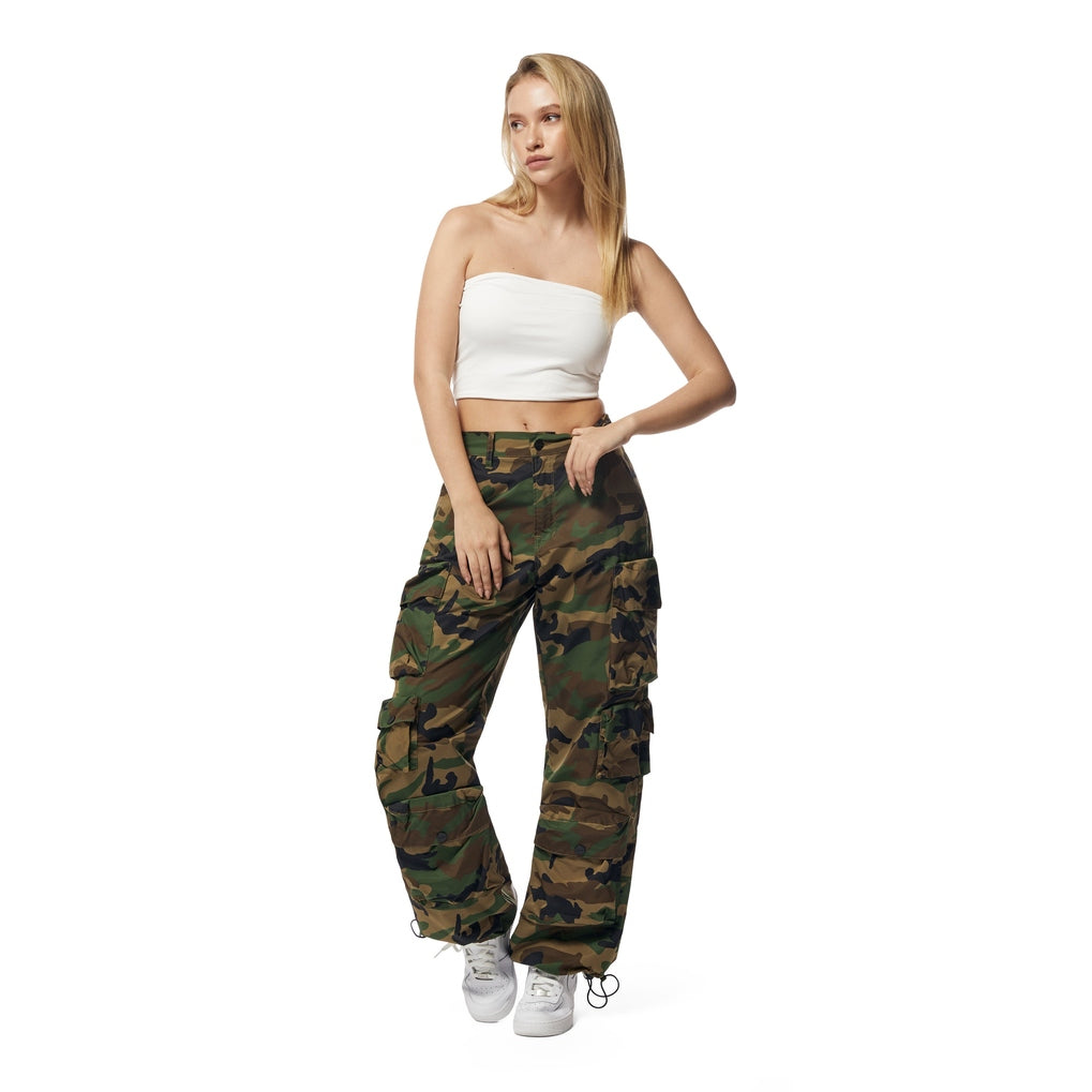 Smoke Rise RED Wide Leg Cargo Pants - Wood Camo