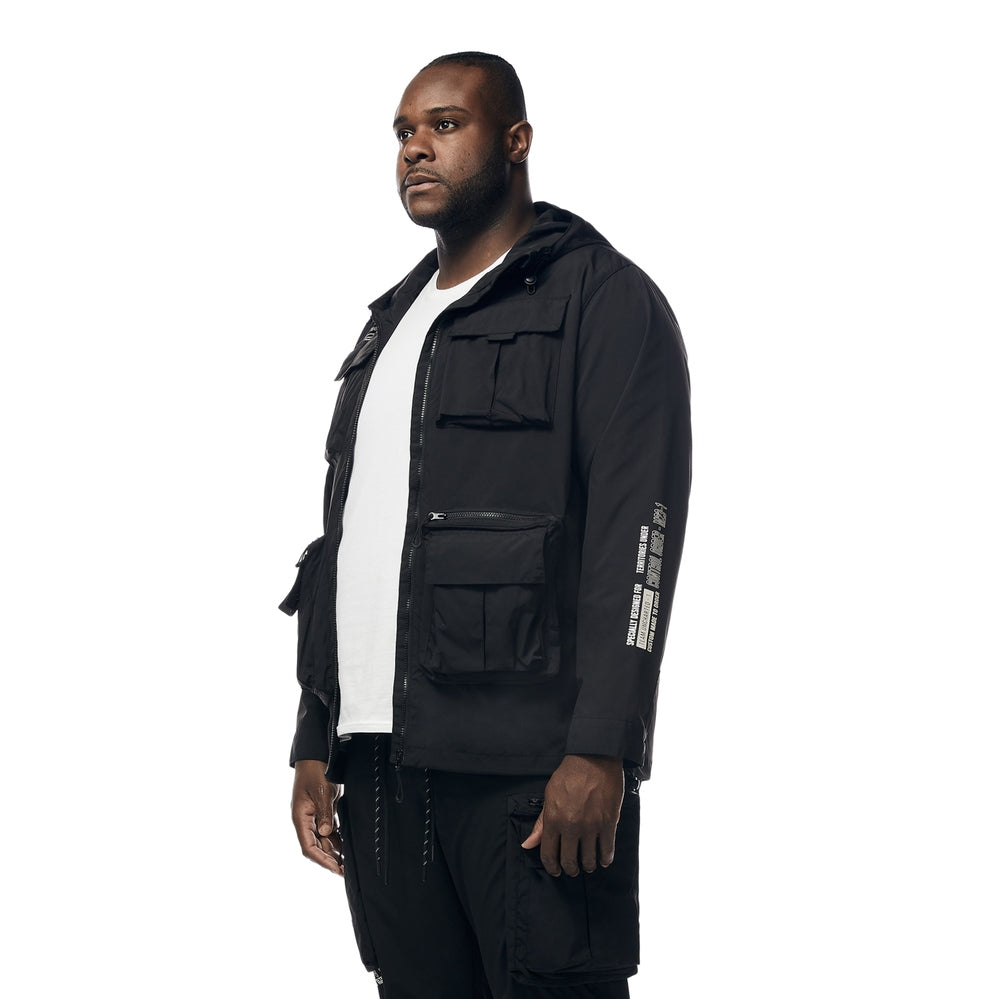 Smoke Rise Big and Tall Big and Tall - Windbreaker Utility Jacket - Black