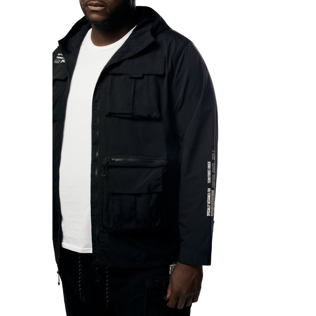 Smoke Rise Big and Tall Big and Tall - Windbreaker Utility Jacket - Black