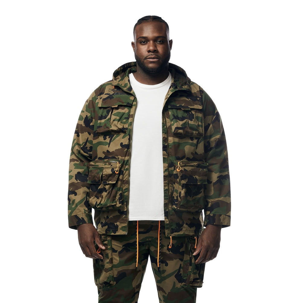 Smoke Rise Big and Tall Big and Tall - Windbreaker Utility Jacket - Wood Camo