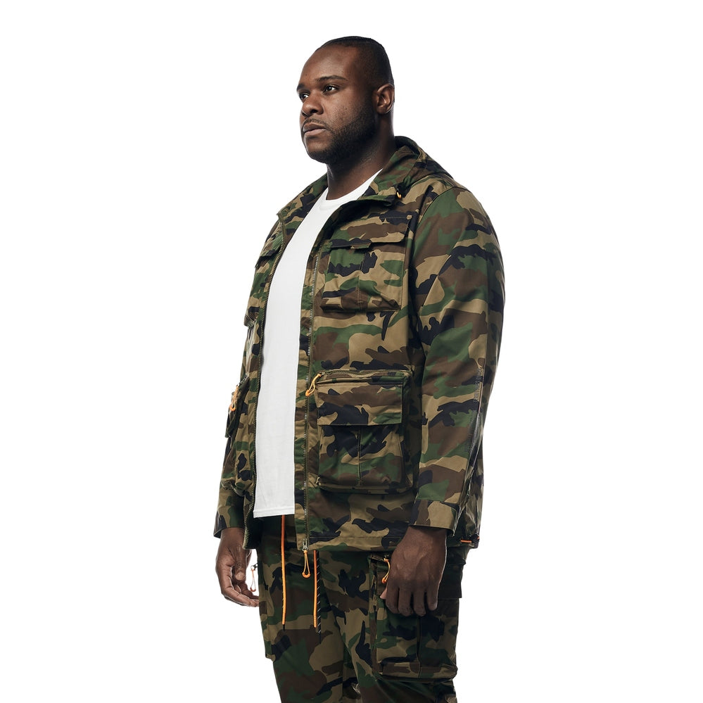 Smoke Rise Big and Tall Big and Tall - Windbreaker Utility Jacket - Wood Camo