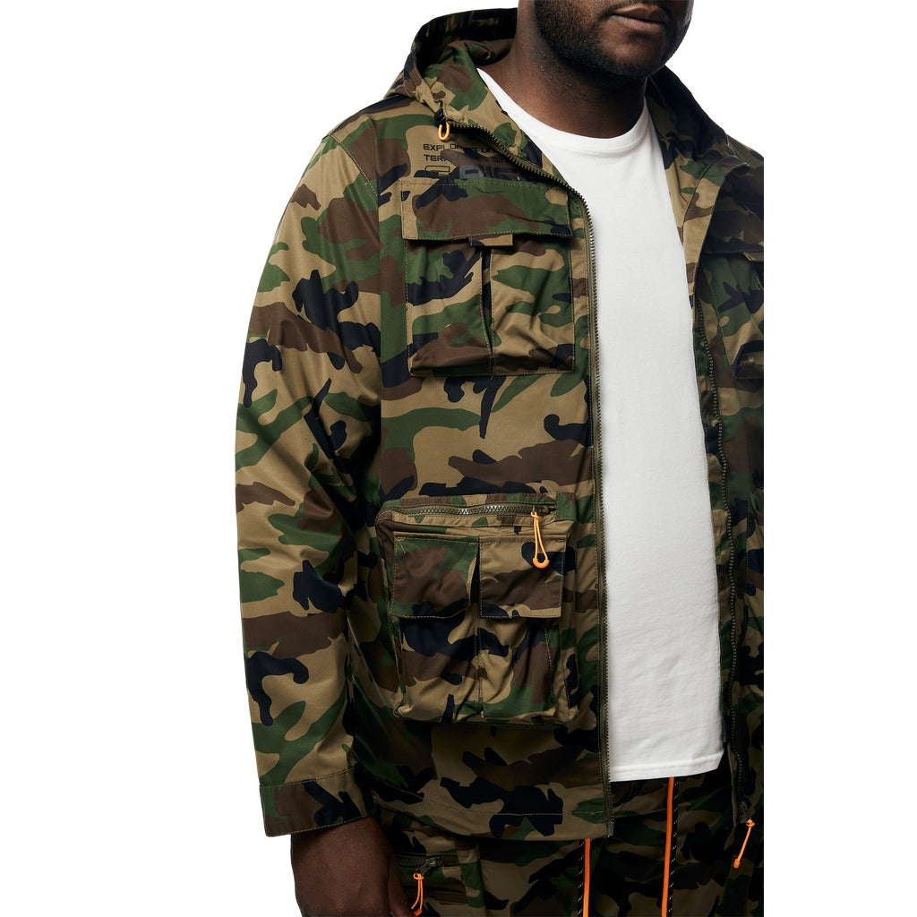 Smoke Rise Big and Tall Big and Tall - Windbreaker Utility Jacket - Wood Camo