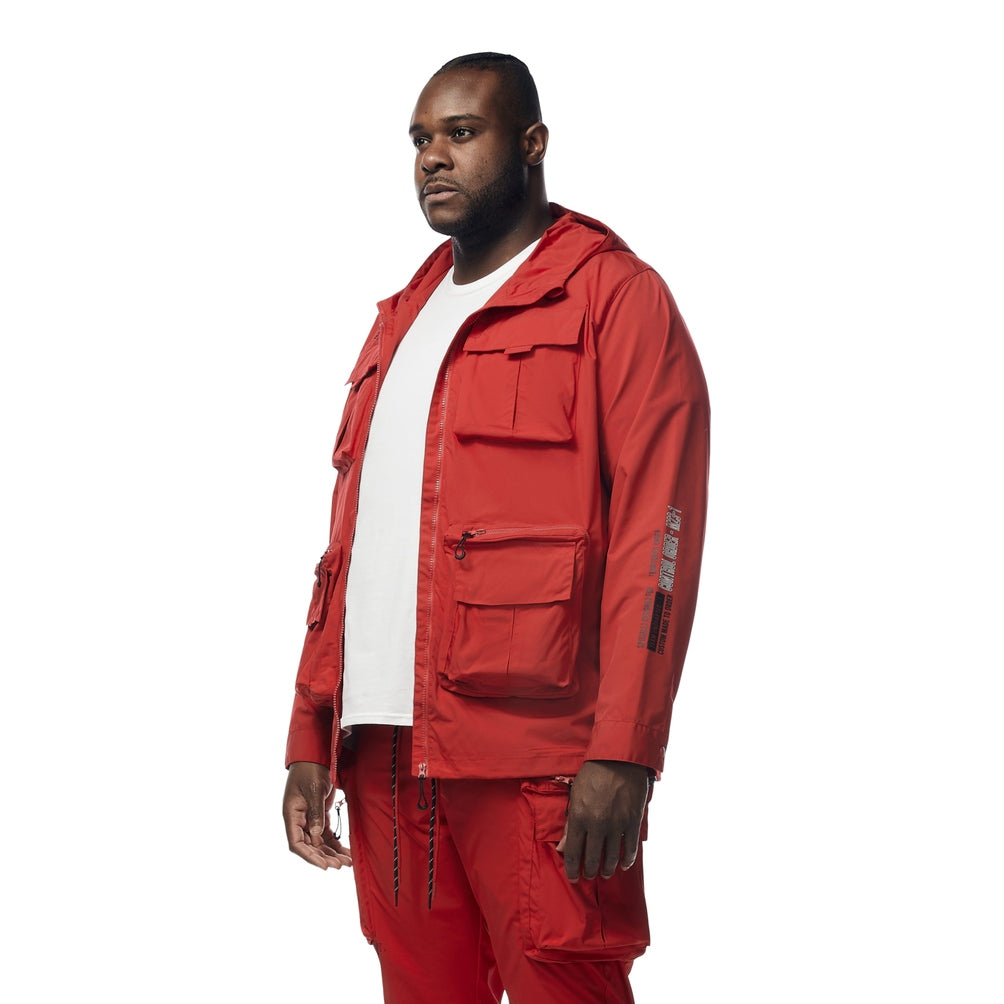 Smoke Rise Big and Tall Big and Tall - Windbreaker Utility Jacket - Red