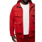 Smoke Rise Big and Tall Big and Tall - Windbreaker Utility Jacket - Red