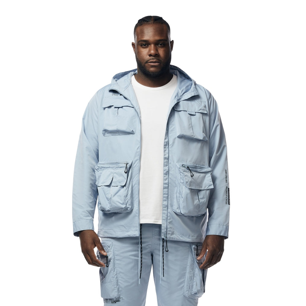 Smoke Rise Big and Tall Big and Tall - Windbreaker Utility Jacket - Pale Blue