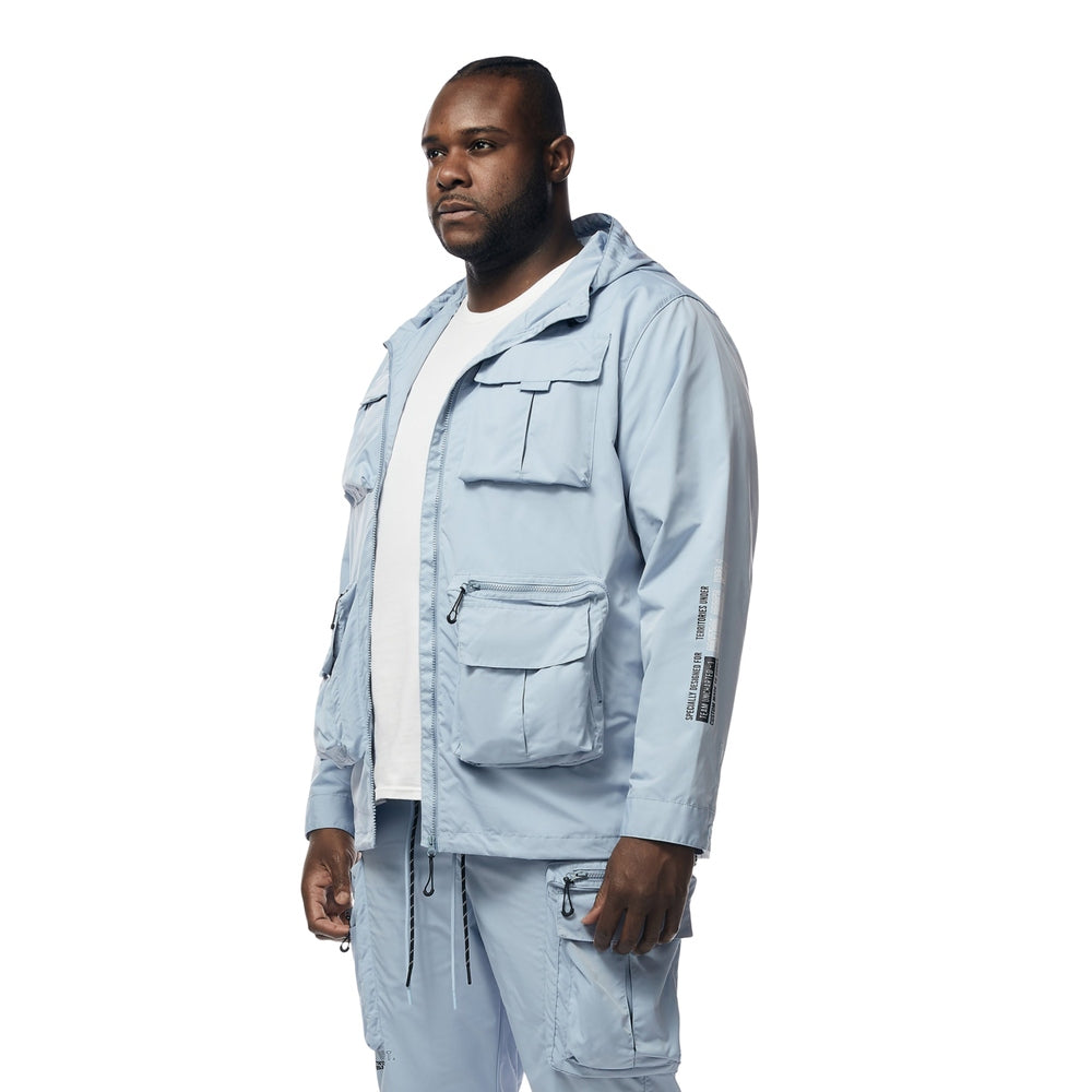 Smoke Rise Big and Tall Big and Tall - Windbreaker Utility Jacket - Pale Blue