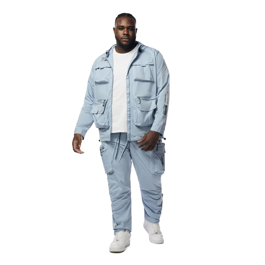 Smoke Rise Big and Tall Big and Tall - Windbreaker Utility Jacket - Pale Blue