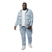 Smoke Rise Big and Tall Big and Tall - Windbreaker Utility Jacket - Pale Blue
