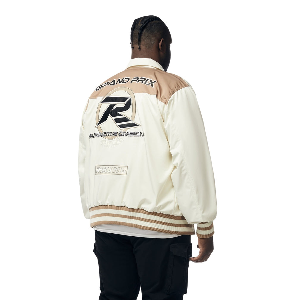 Smoke Rise Big and Tall Big and Tall - Windbreaker Racing Jacket - Chalk