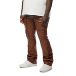 Big And Tall Vegan Leather Stacked Utility Pants - Cognac