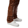Big And Tall Vegan Leather Stacked Utility Pants - Cognac