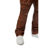 Big And Tall Vegan Leather Stacked Utility Pants - Cognac
