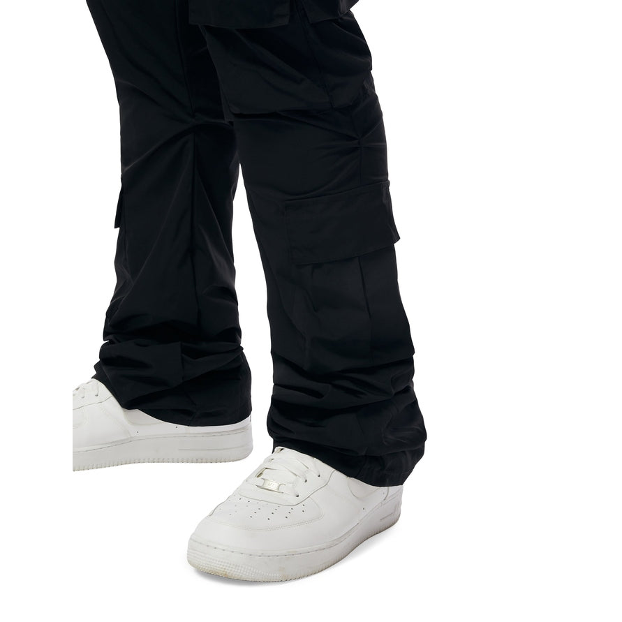 Smoke Rise Big and Tall Big And Tall Stacked Windbreaker Utility Pants - Black