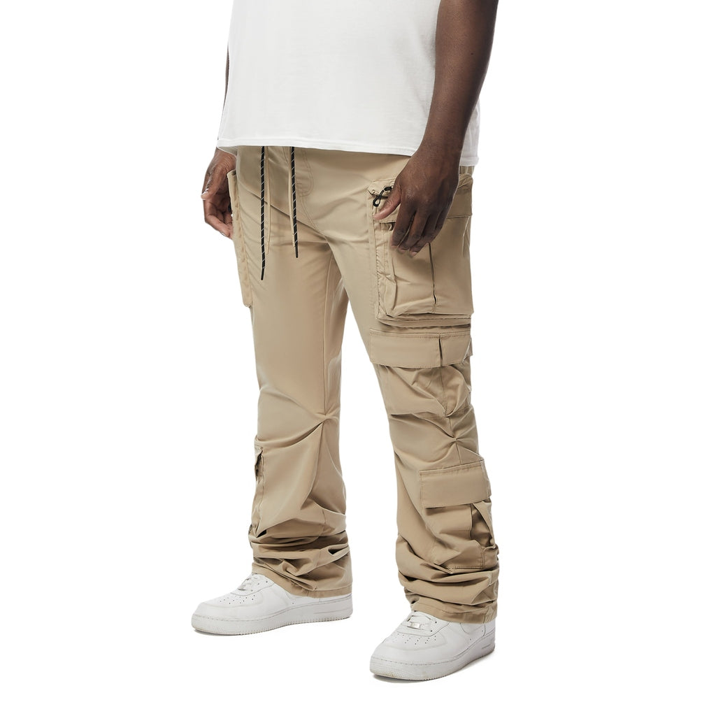 Smoke Rise Big and Tall Big And Tall Stacked Windbreaker Utility Pants - Khaki