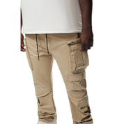 Smoke Rise Big and Tall Big And Tall Stacked Windbreaker Utility Pants - Khaki