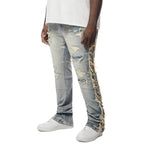 Big and Tall Frayed Stacked Denim Jeans - Bergen Blue