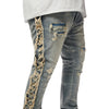 Big and Tall Frayed Stacked Denim Jeans - Bergen Blue