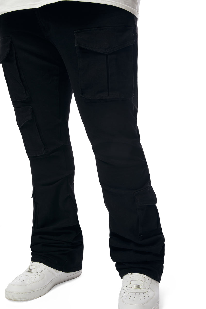 Big And Tall Utility Pocket Twill Pants - Jet Black