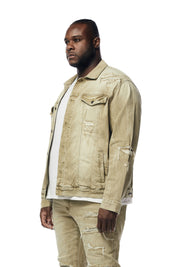 Big and Tall - Rip & Repaired Color Jean Jacket - Light Oak