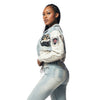 Cropped Denim Varsity Jacket - Elm Blue