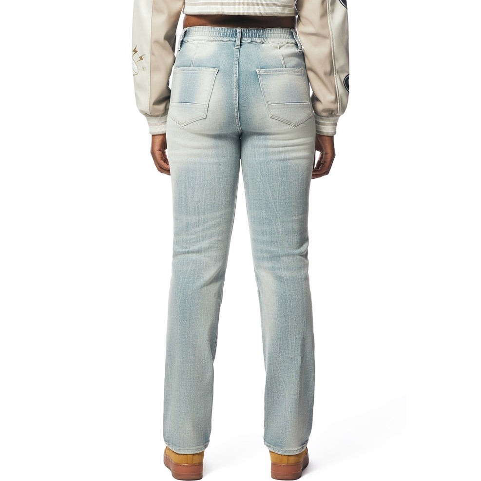 Smoke Rise RED High Rise Varsity Straight Pants - Elm Blue
