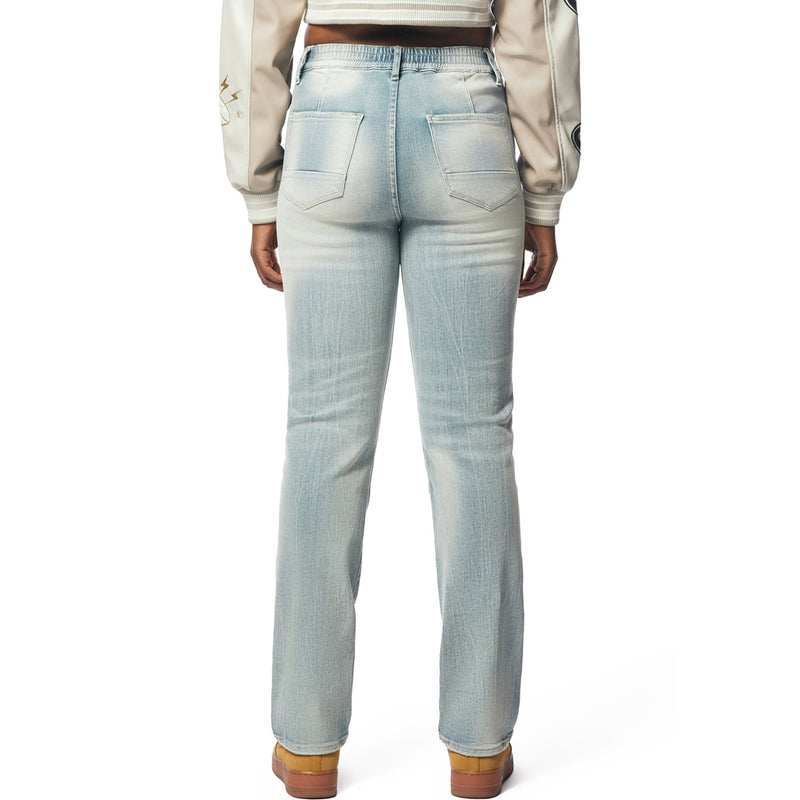 High Rise Varsity Straight Pants - Elm Blue