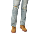 High Rise Varsity Straight Pants - Elm Blue