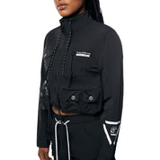 Smoke Rise RED Utility Windbreaker Jacket - Black