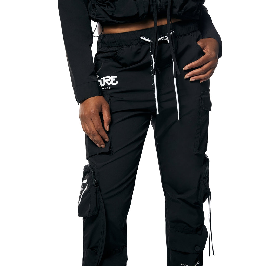 Smoke Rise RED Utility Windbreaker Pants - Black