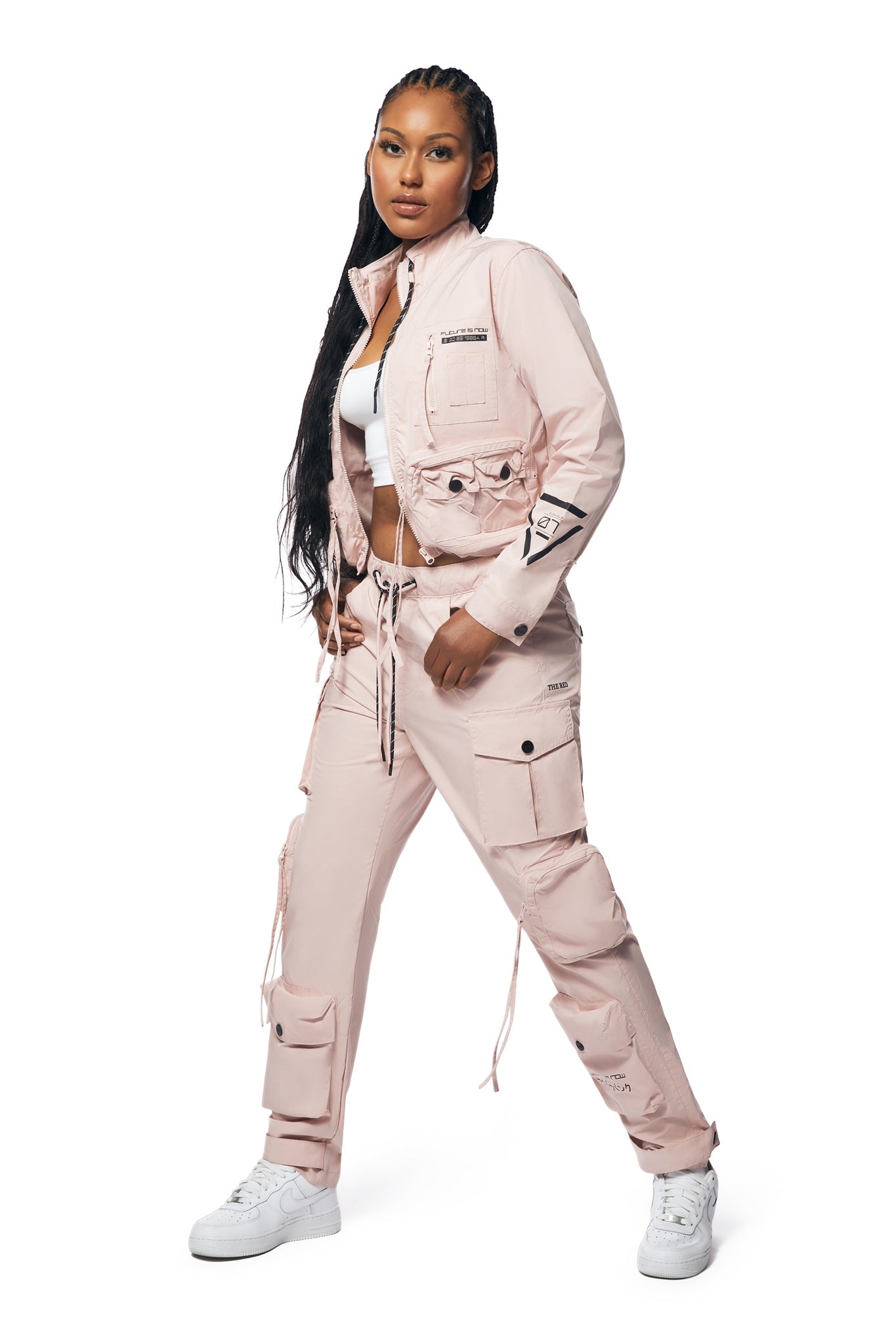 Smoke Rise RED Utility Windbreaker Pants - Pale Pink