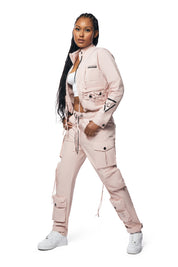 Smoke Rise RED Utility Windbreaker Pants - Pale Pink