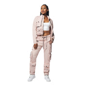 Smoke Rise RED Utility Windbreaker Pants - Pale Pink