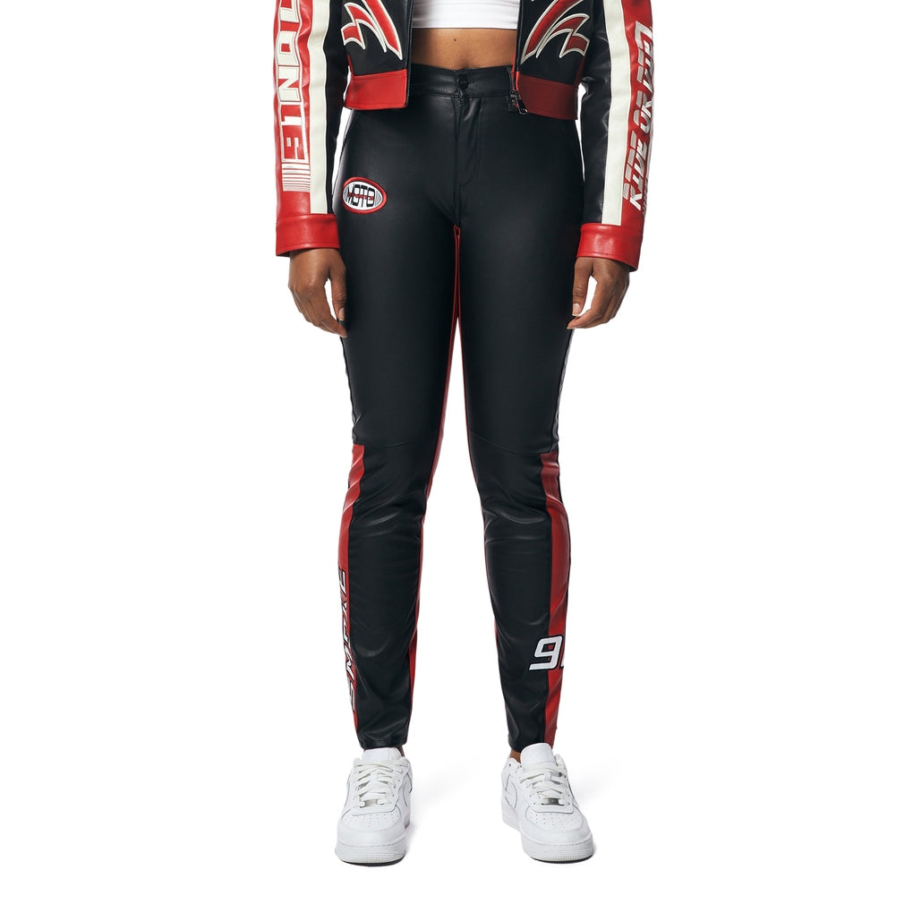 Smoke Rise RED Vegan Leather Racing Pants - True Red