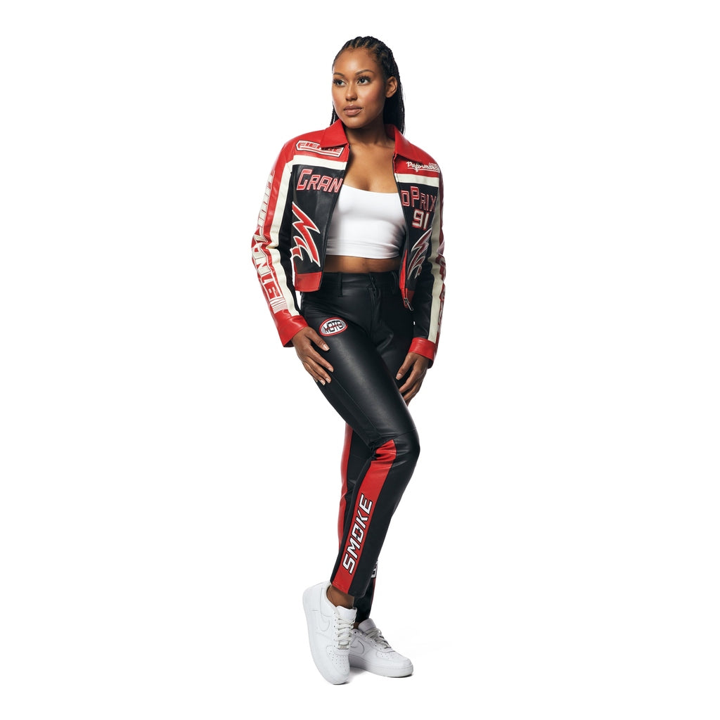 Smoke Rise RED Vegan Leather Racing Pants - True Red