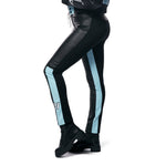 Vegan Leather Racing Pants - Blue