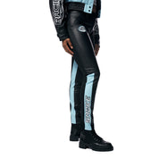 Smoke Rise RED Vegan Leather Racing Pants - Blue