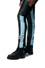 Vegan Leather Racing Pants - Blue