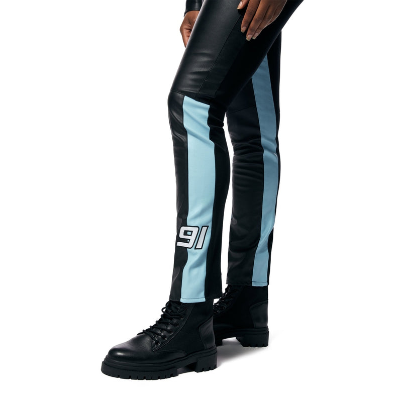 Vegan Leather Racing Pants - Blue