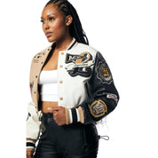Smoke Rise RED Color Block Wool Varsity Jacket - Dune