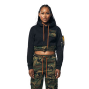 Smoke Rise RED Mix Media Fleece Hoodie - Black