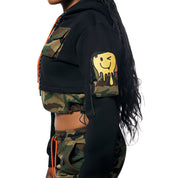 Smoke Rise RED Mix Media Fleece Hoodie - Black