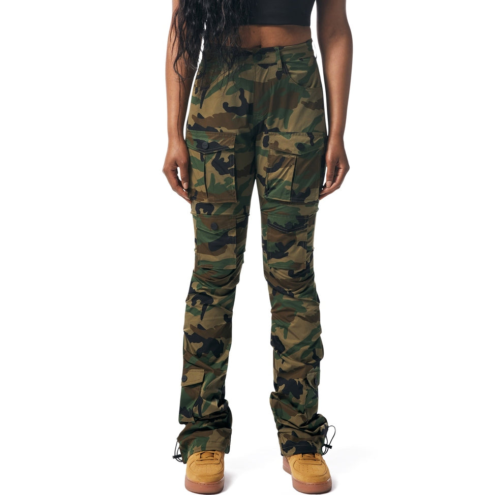 Smoke Rise RED High Rise Stacked Utility Pants - Wood Camo