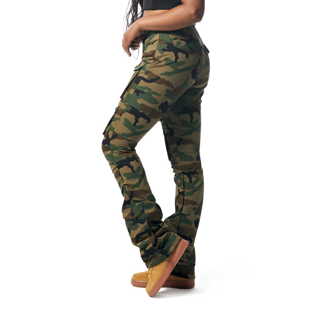 Smoke Rise RED High Rise Stacked Utility Pants - Wood Camo