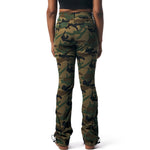 High Rise Stacked Utility Pants - Wood Camo