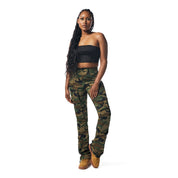 Smoke Rise RED High Rise Stacked Utility Pants - Wood Camo