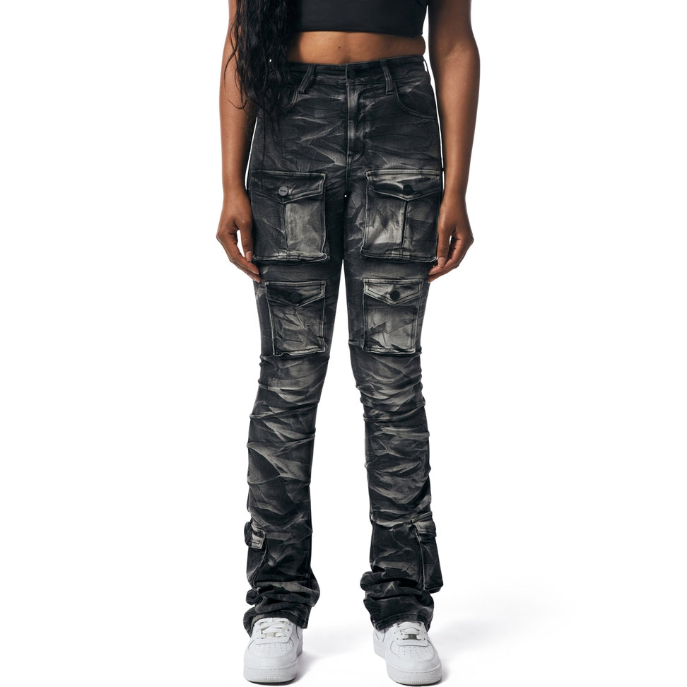 Smoke Rise RED Stacked Utility High Rise Jeans - Gail Black