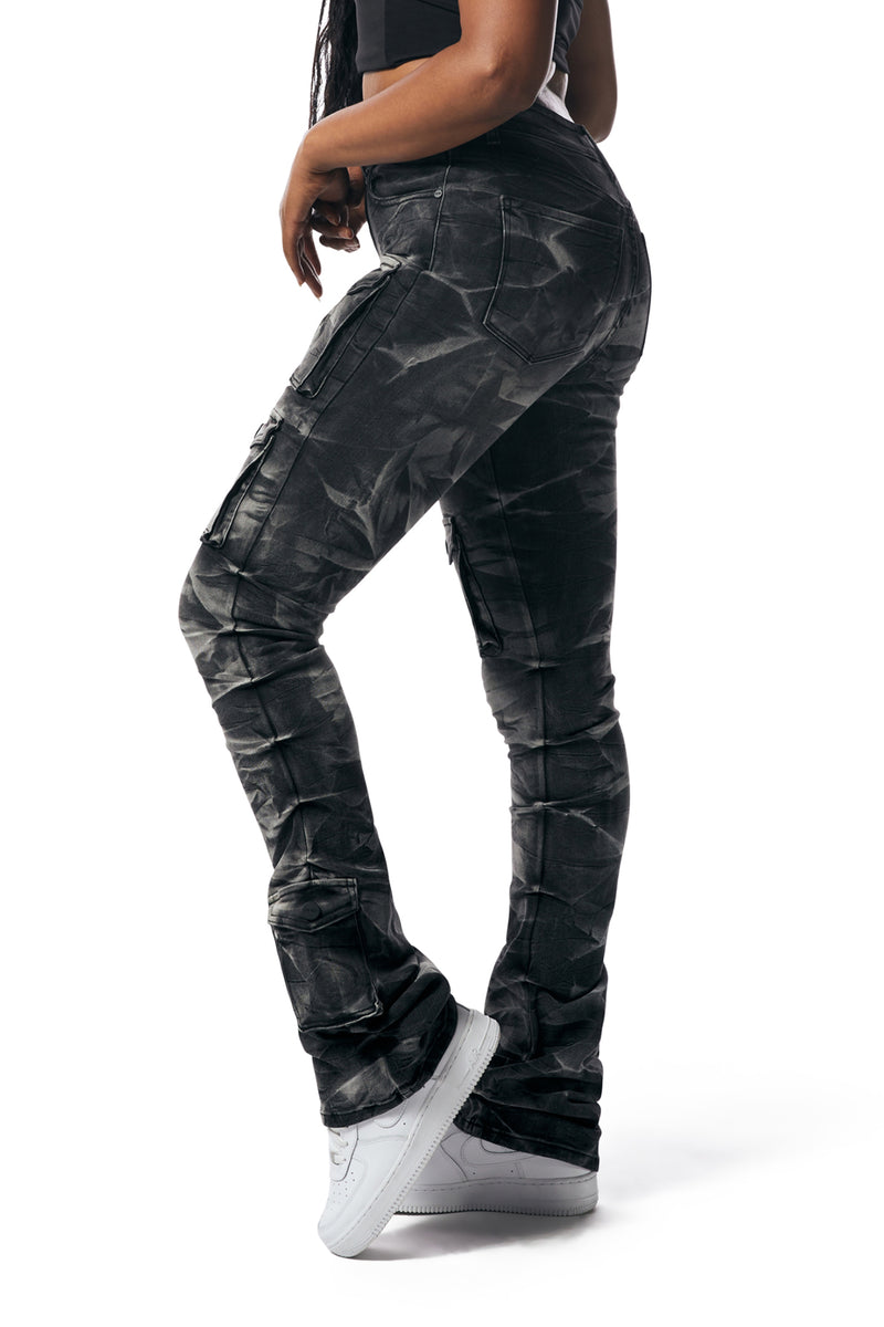 Stacked Utility High Rise Jeans - Gail Black