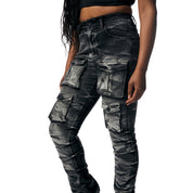 Smoke Rise RED Stacked Utility High Rise Jeans - Gail Black