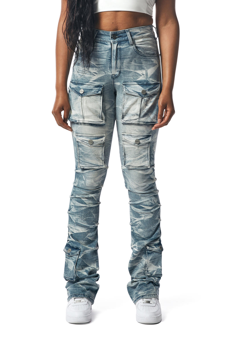 Stacked Utility High Rise Jeans - Clyde Blue