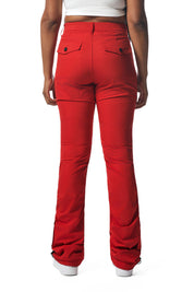 High Rise Stacked Utility Pants - True Red